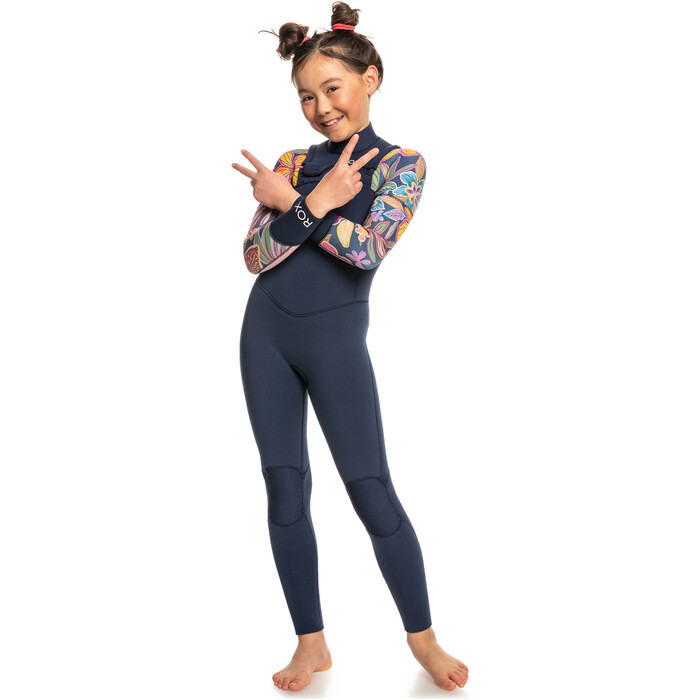 2024 Roxy Girls Swell Series 4/3mm GBS Chest Zip Wetsuit ERGW103058 - Mood Indigotrue Paradise